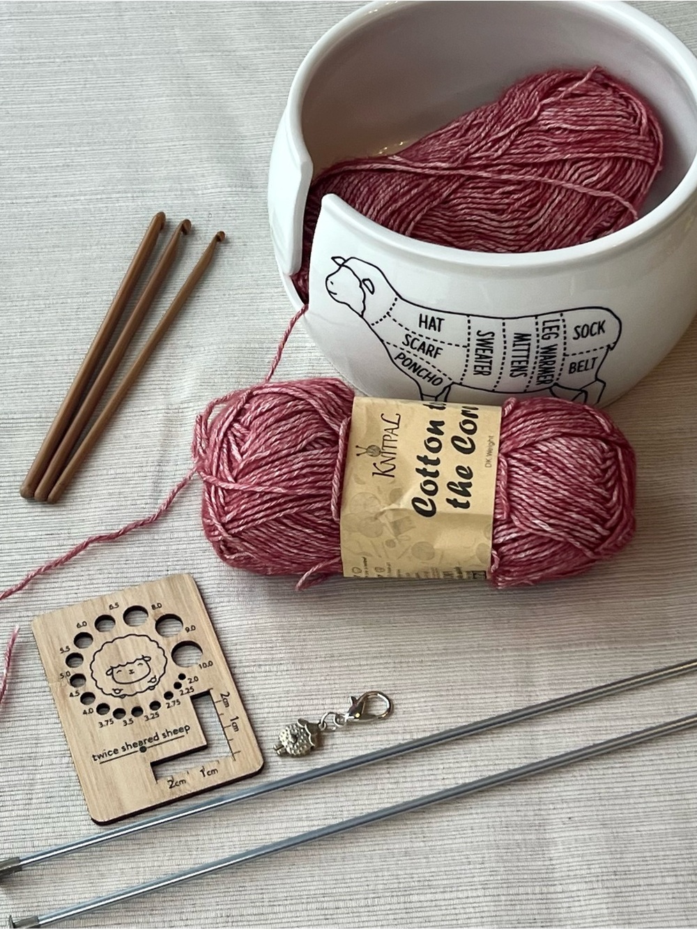 KnitPal Cotton to the Core Yarn Bundle – Cherry Red Color – 3 Skeins